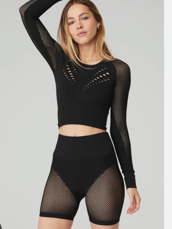 ALO Yoga Tops - Set!(2)Alo Seamless Open Air Long Sleeve XS & Seamless HighWaist Short XXS Black